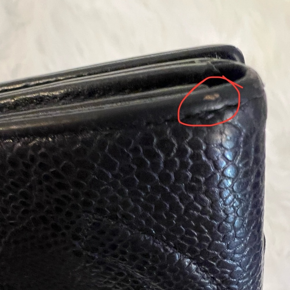 Authentic Chanel Black Caviar Leather Bi-Fold Wallet - Picture 8 of 12